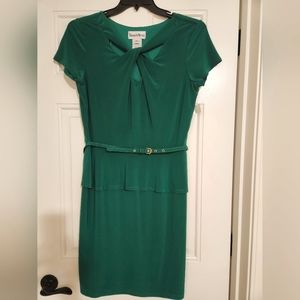 Danny & Nicole Green Midi Peplum Dress w/Belt